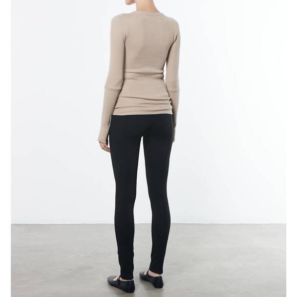 NEW ENZA COSTA cuffed long sleeves crew top in clay - Picture 2 of 3